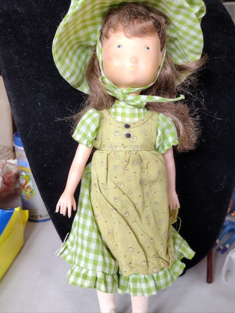 Green Gingham Doll Outfit with Sunbonnet - Classic Playset